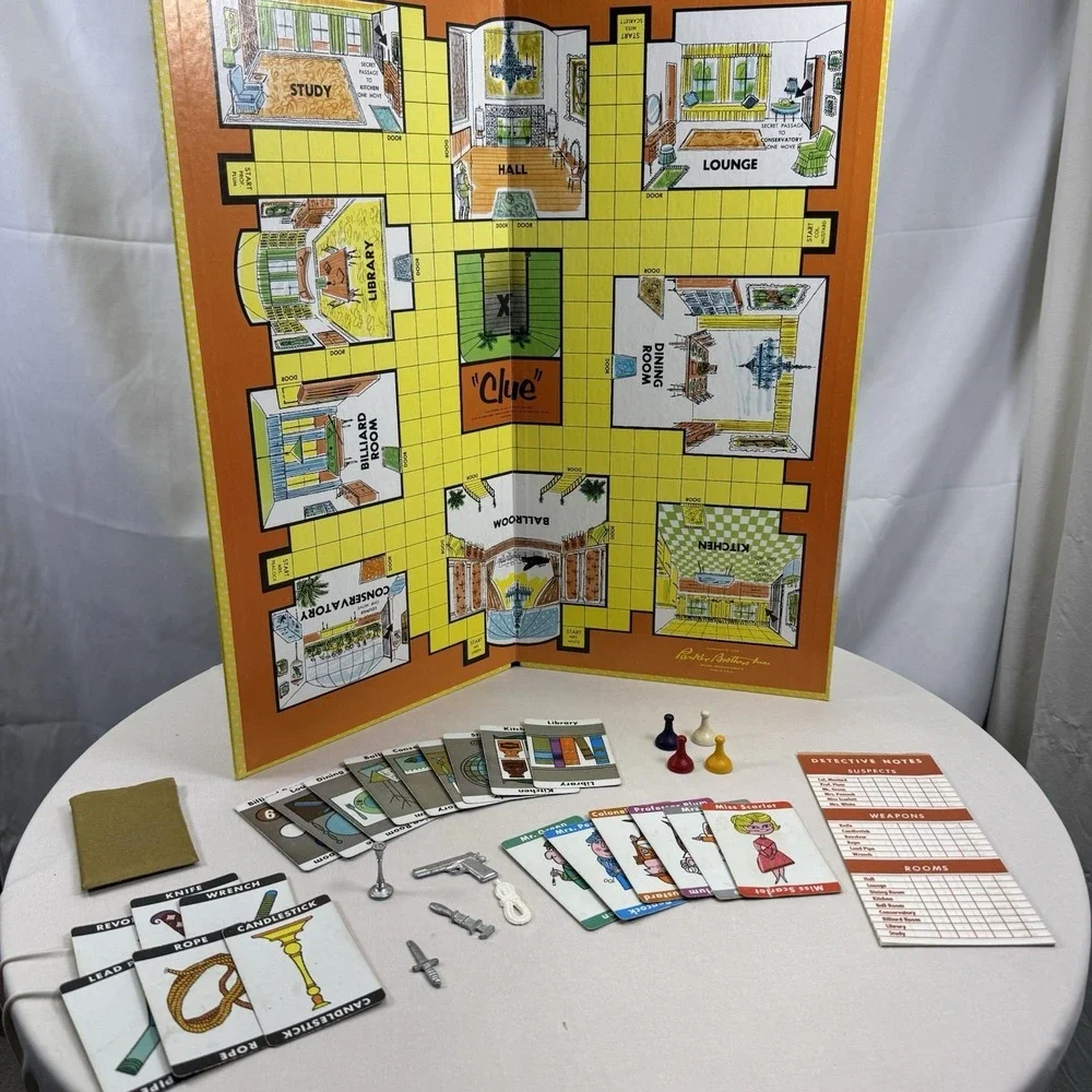 VTG Parker Brothers CLUE Mystery Detective Board Game ‎ c. 1960